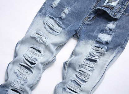 Boy's Ripped Jeans Stacked Skinny Fit Destroyed Distressed Fashion Comfy Denim Jeans Pants