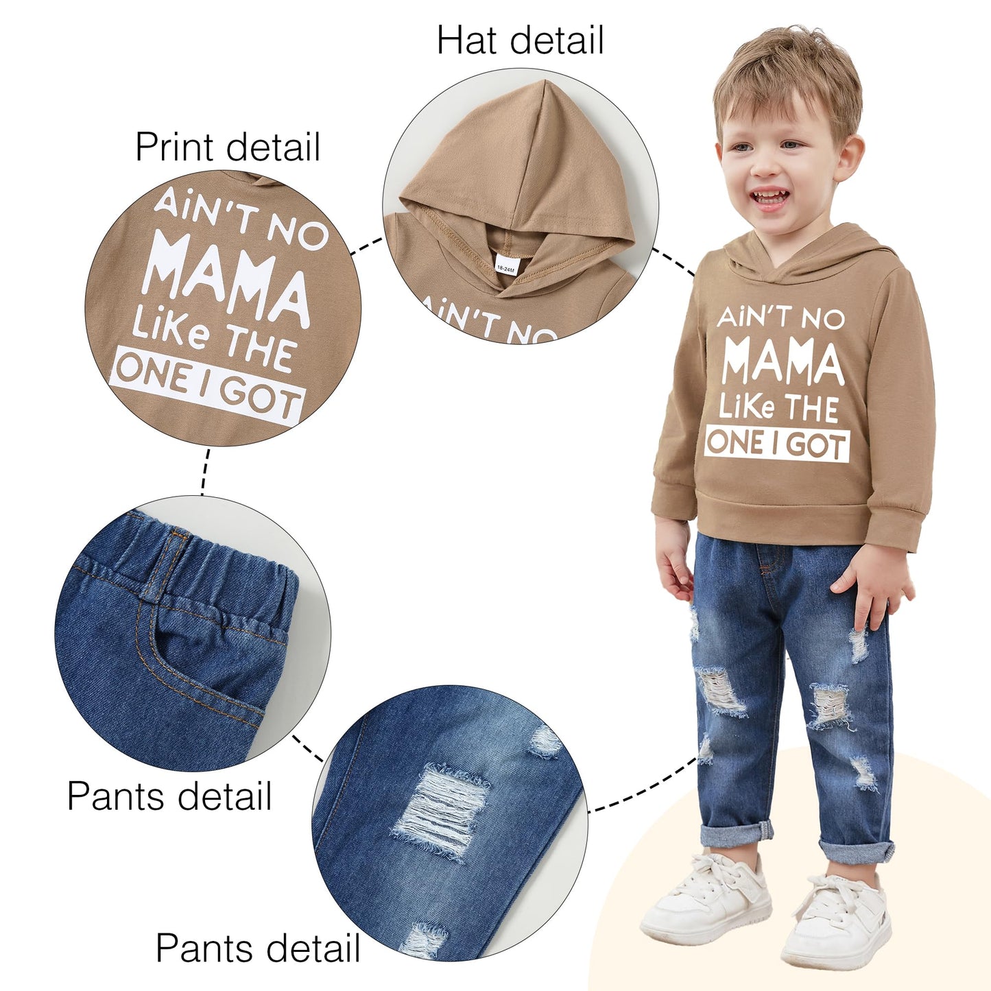 YUEMION Toddler Boy Clothes Long Sleeve Print Hoodies +Denim Pants 2Pcs Fall Winter Sweatshirt Baby Boy Outfits Set 1-6Y