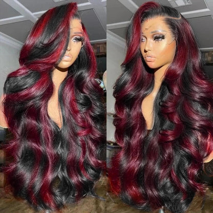 MEGOOD 200% Density Reddish Brown Deep Wave Lace Front Wigs Human Hair 13x4 HD Transparent Curly Human Hair Wig Pre Plucked 13X4 Ginger Wig Human Hair Glueless Colored Wigs With Baby Hair 18inch