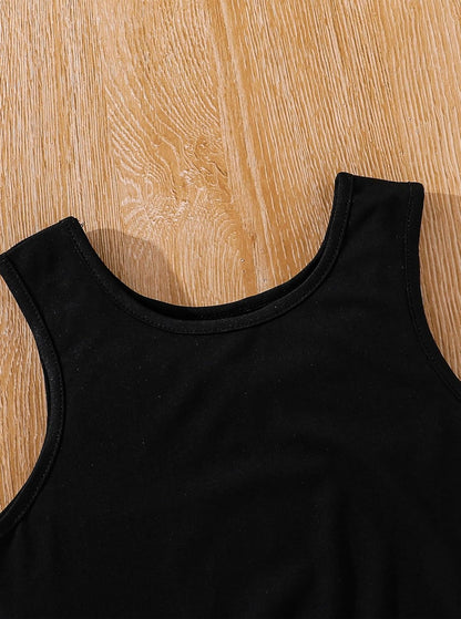 Hilinker Girls Graphic 3 Piece Outfits Workout Crop Hoodie Ribbed Tank and Sweatpants Set