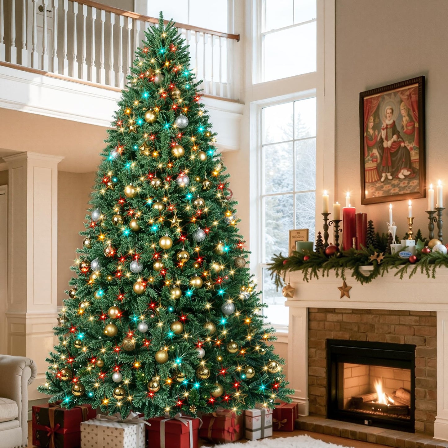 HOLLO STAR 6 ft Prelit Christmas Tree with 270 LED Lights, App Control, Artificial Christmas Tree with Multi-Color RGBW Lights, 1072 Branch Tips, Metal Base, Easy to Assemble, for Home, Party