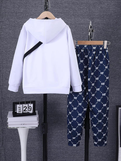 PureChapter Boys' Fashion 3Pcs Pullover Hoodies Sweatshirt Suit Crossbody Bag Stylish Clothes Kids Clothes