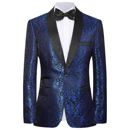 Men's Floral Dinner Party Prom Wedding Stylish Tuxedo Suits for Men One Button Dinner Jacket Pants Set
