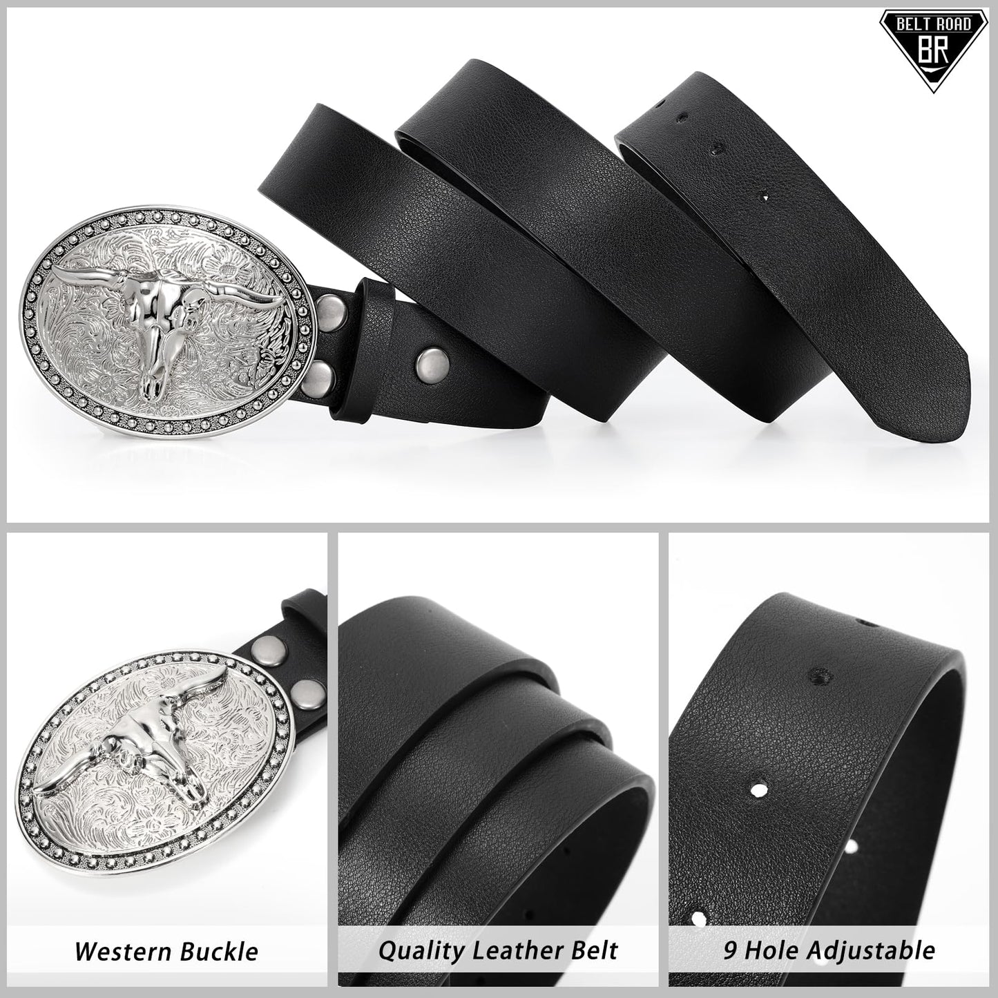 Cowboy Cowgirl Belts for Women Men Western Belts Punk Goth Belt PU Leather Belt With Western Buckle