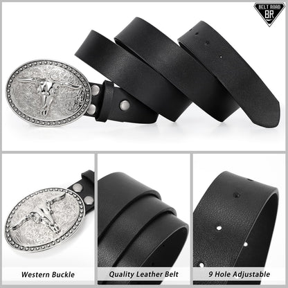 Cowboy Cowgirl Belts for Women Men Western Belts Punk Goth Belt PU Leather Belt With Western Buckle