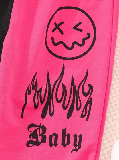 Hilinker Girls Graphic 3 Piece Outfits Workout Crop Hoodie Ribbed Tank and Sweatpants Set