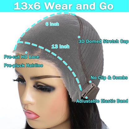 13x6 Lace Front Wigs Human Hair Pre Plucked 180 Density 26 Inch HD Body Wave Lace Front Wigs Human Hair 10A Frontal Wigs Human Hair wigs for Women Glueless Wigs Human Hair Pre Plucked Black wig