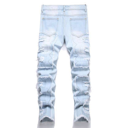 Boy's Skinny Fit Comfy Jeans Ripped Destroyed Distressed Stylish Slim Washed Denim Jeans Pants
