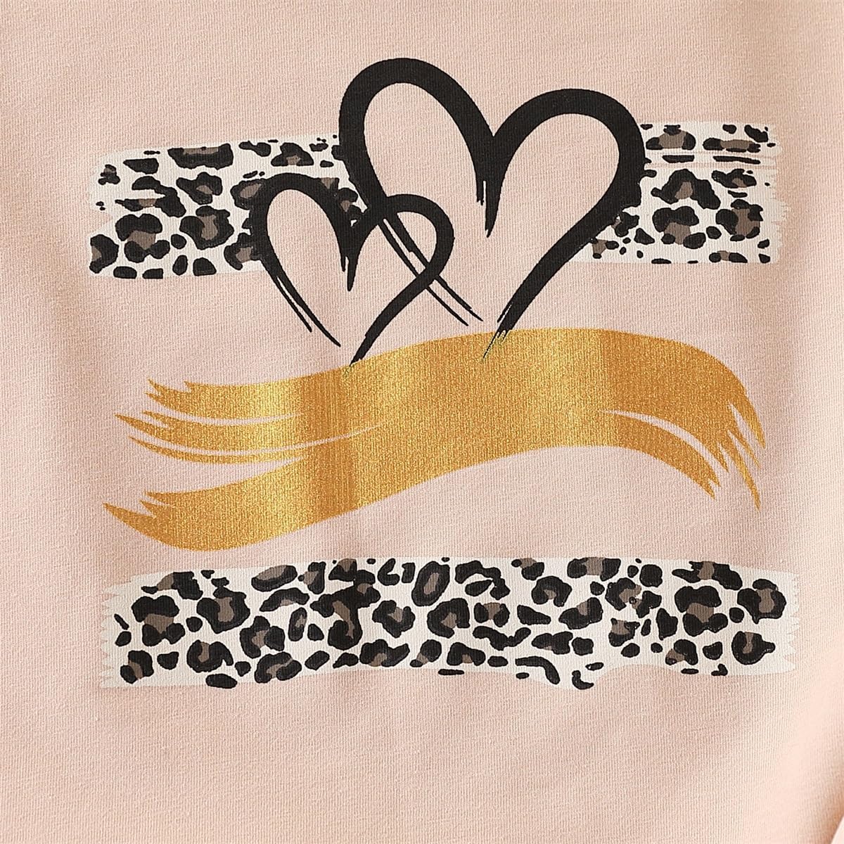 Toddler Girl Clothes Long Sleeve Cartoon & Letter Graphic Top + Fruit Stationery Print Flared Leg Pants