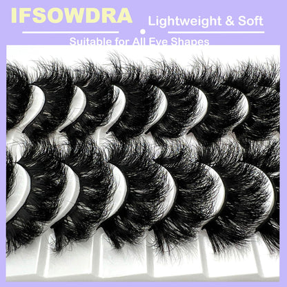 Mink Lashes Fluffy Big Dramatic Thick False Eyelashes, Soft 20mm Volume 3D Faux Mink, 20 Pairs Eyelashes Pack, 25mm Full Strip Lashes That Look Like Extensions