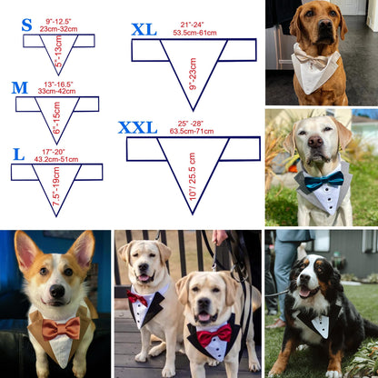 Custom-Fit Dog Tuxedo with Bow Tie & Lapel Uncut Cham Eyelet | Keyhole Fishtail Buttonhole Design | Optional Ring Bearer Clasp | Perfect Outfit for Wedding & Birthday by ACORD EU (Tan)