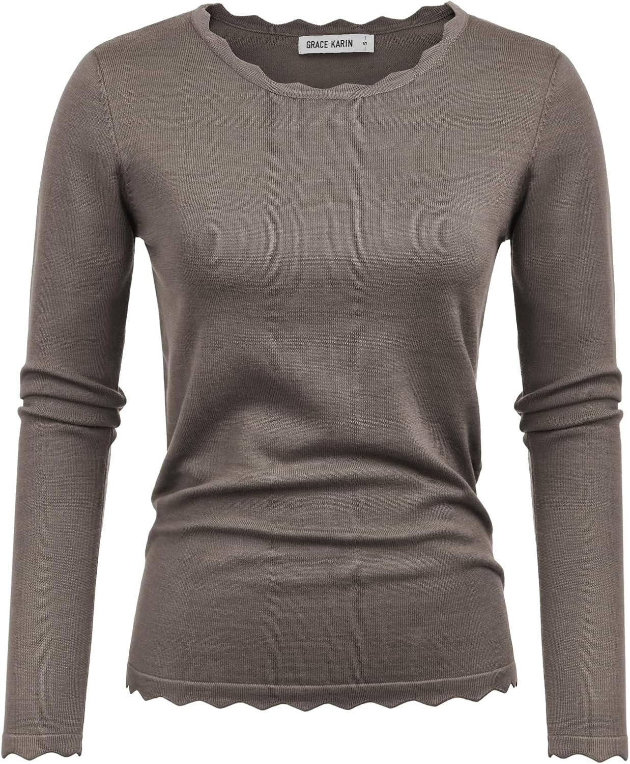 GRACE KARIN Women's High Stretchy Long Sleeve Pullover Sweater Blouse Top
