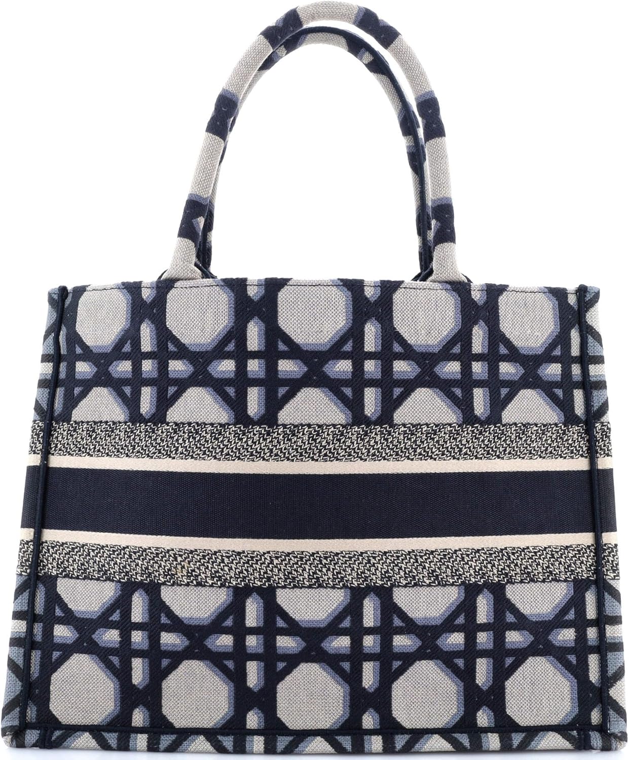 Christian Dior, Pre-Loved Book Tote Macrocannage Canvas Medium, Blue