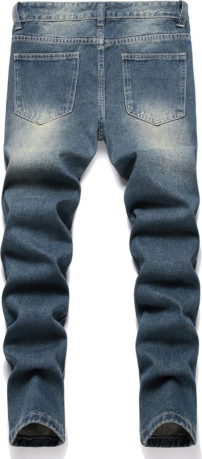 Boy's Ripped Jeans Stacked Skinny Fit Destroyed Distressed Fashion Comfy Denim Jeans Pants