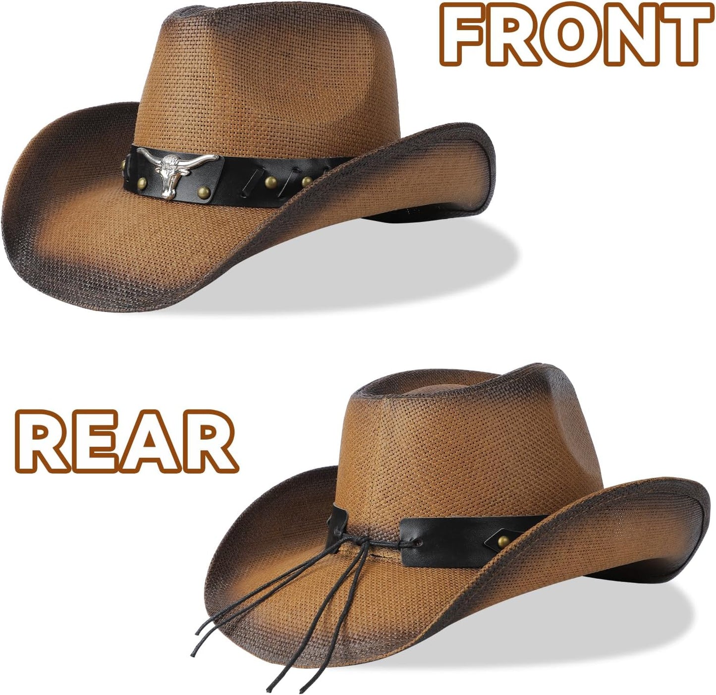 Cowboy Hat,Cowgirl Hat,Western Cowboy Hats for Women/Mens/Straw Wide with Shapeable Brim Cowboy Hat for Womens