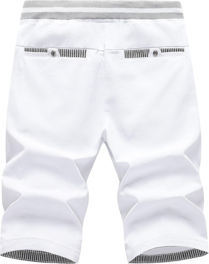 Big Boy's Casual Shorts Summer Cotton Classic Fit Drawstring Elastic Waist Beach Shorts with Pockets