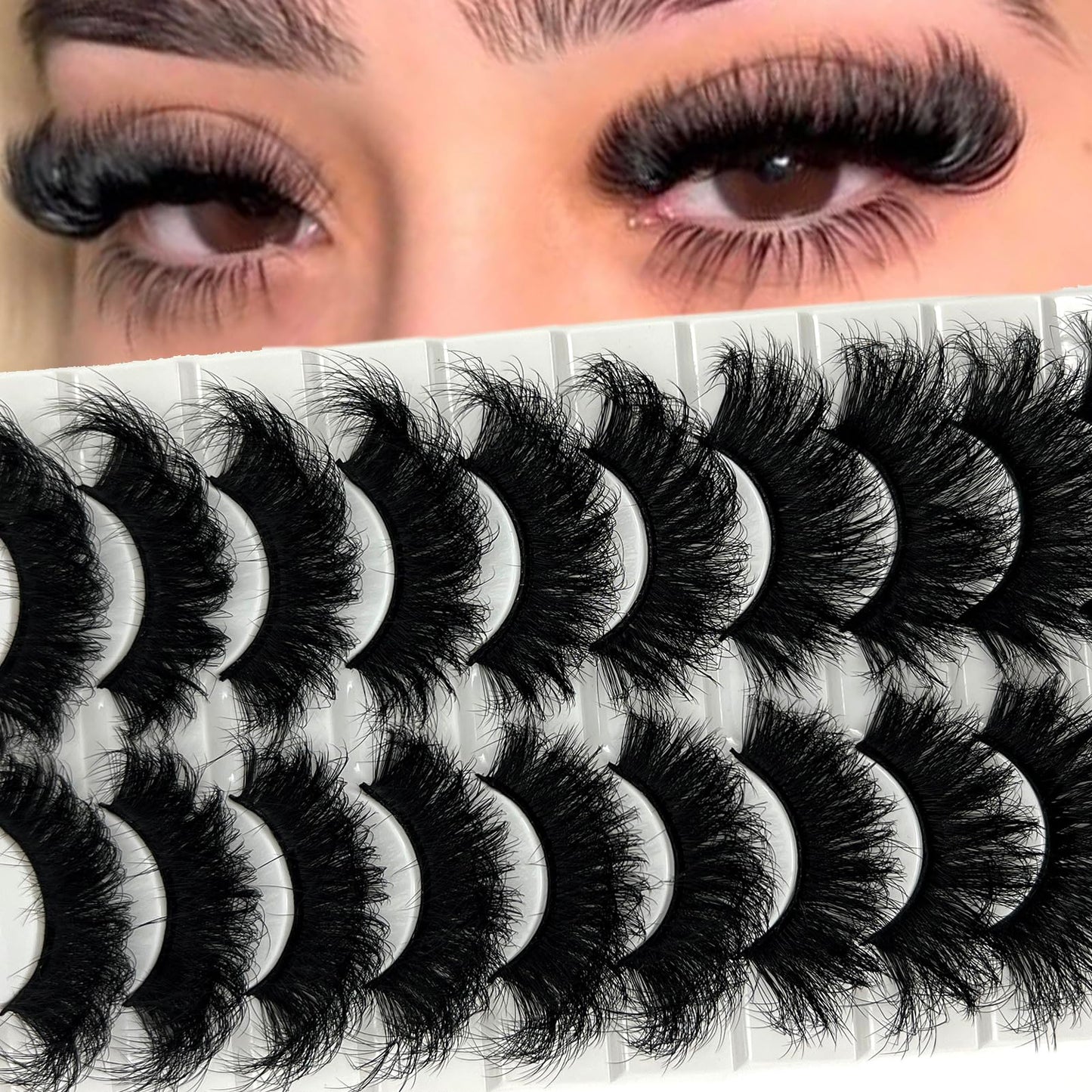 Mink Lashes Fluffy Big Dramatic Thick False Eyelashes, Soft 20mm Volume 3D Faux Mink, 20 Pairs Eyelashes Pack, 25mm Full Strip Lashes That Look Like Extensions