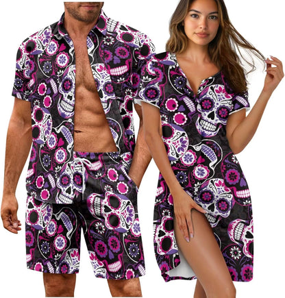 His and Her Pajamas for Couples Set Plus Size Button Down Pjs Nightgown Sleepwear Lounge Sets