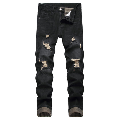 JUNBAOSS Men's Slim Fit Stretch Jeans Ripped Skinny Jeans for Men, Fashion Distressed Straight Comfort Flex Waist Pants