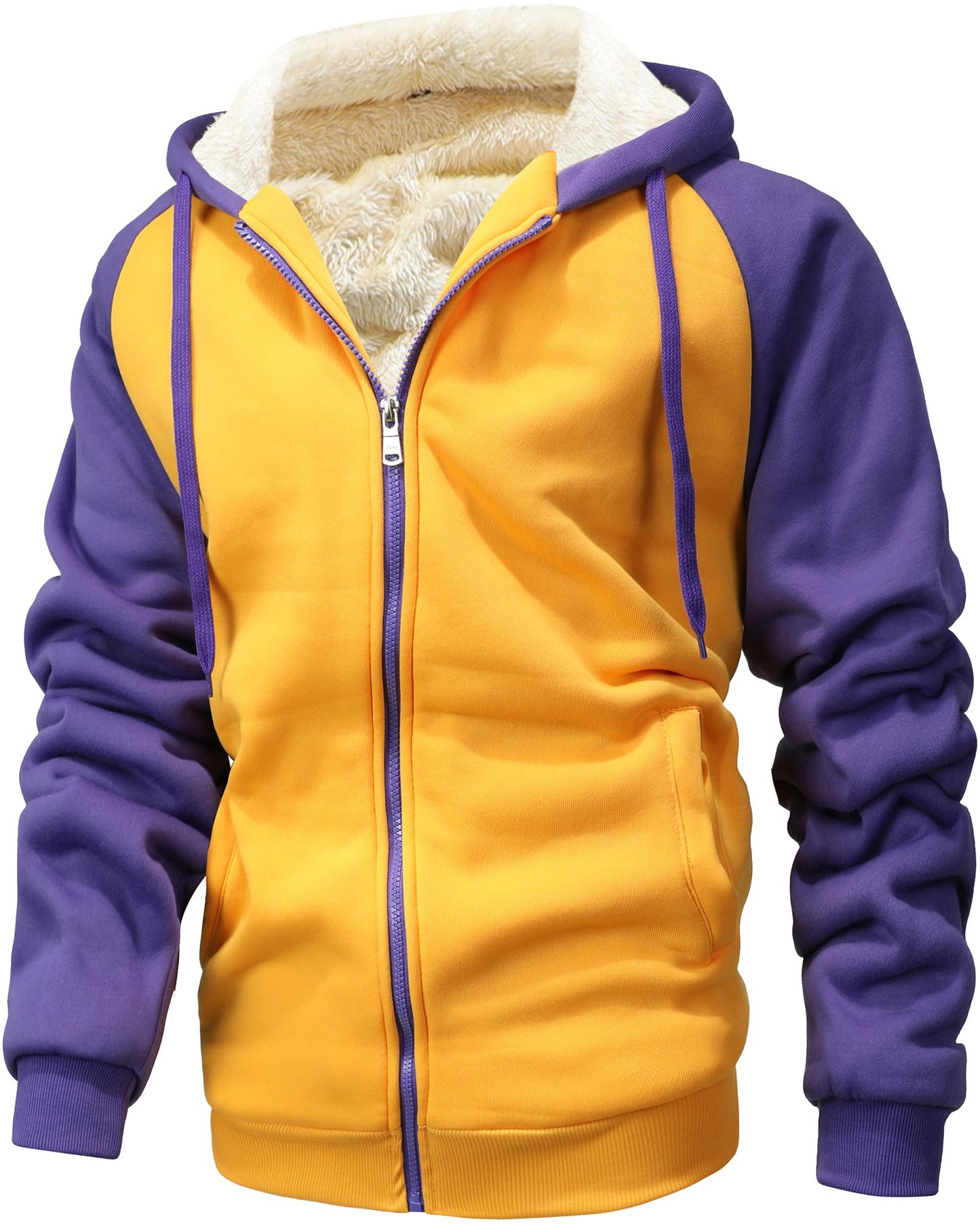 GXAMOY Men's Winter Fleece Hoodies for Men Heavyweight Warm Thick Full Zip Up Sweatshirt Outerwear