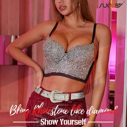 SUOSDEY Rhinestone Belt Unisex Sequin Strap Bling Crystal Western Studs Glitter Luxury Belt for Jeans Pants Dress