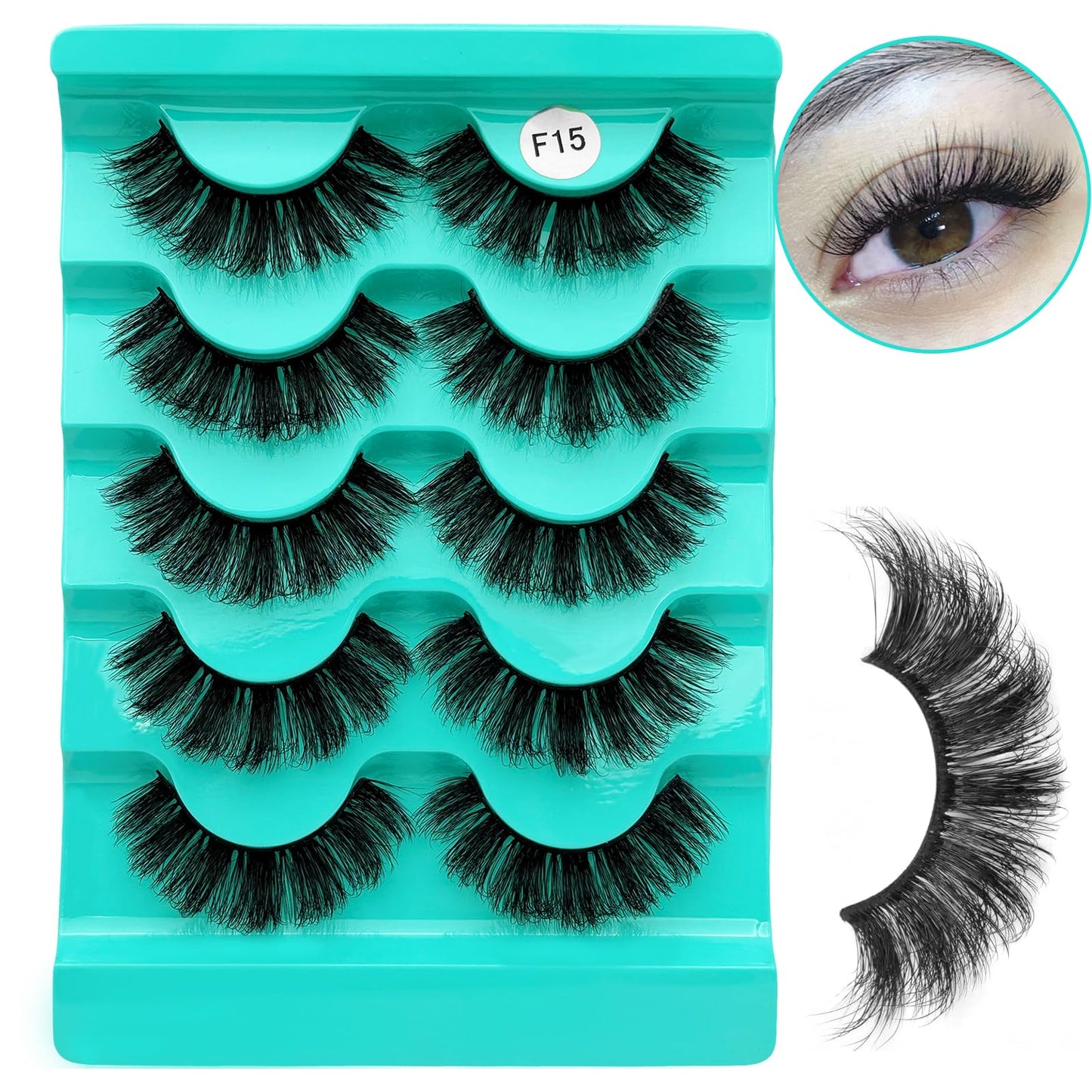 Mink Lashes Strip Eyelashes Volume False Eyelashes that Look Like Extensions Glamour Wispy Curly Fake Lashes 5 Pairs Pack