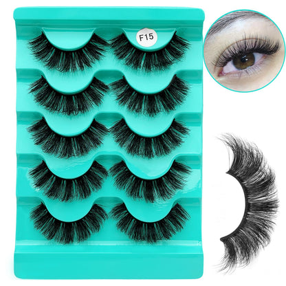 Mink Lashes Strip Eyelashes Volume False Eyelashes that Look Like Extensions Glamour Wispy Curly Fake Lashes 5 Pairs Pack