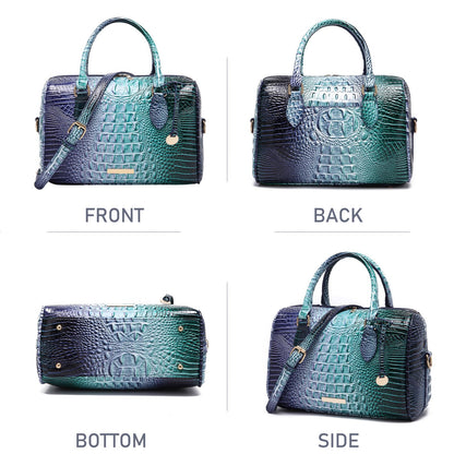 Top-Handle Crocodile Purses For Women Crossbody Leather Bags Trendy Large Capacity Tote with Shoulder Strap