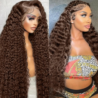 20Inch Deep Wave Lace Front Wigs Human Hair-13x4 HD Transparent Deep Wave Frontal Wigs Human Hair Glueless Curly Wigs for Women 200% Density Curly Lace Front Human Hair Pre Plucked with Baby Hair