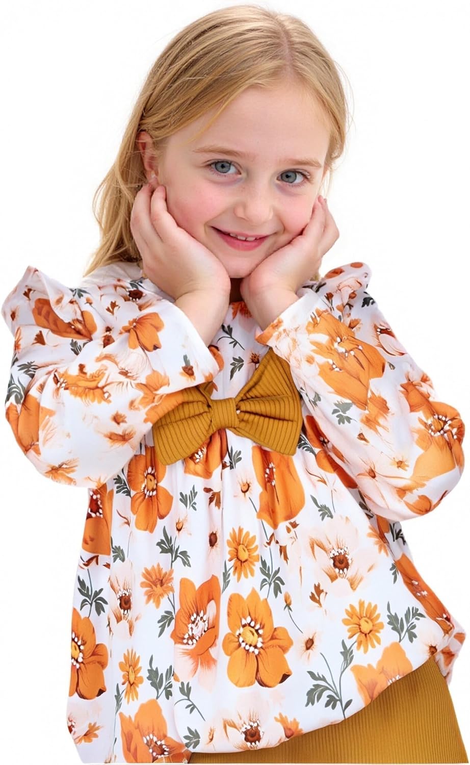 Toddler Kid Girl Clothes Ruffle Sleeve High Low Top Floral Allover Pants Fall Winter Outfit Set