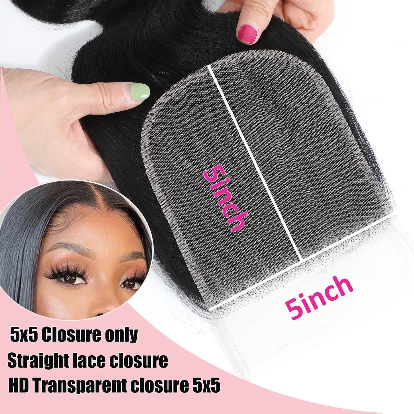 12A Human Hair Bundles with Closure Body Wave Bundles 20 22 24+18 Inch 5X5 HD Lace Closure Human Hair 100% Brazilian Virgin Hair Extensions 3 Bundles Deals Hair Quick Weave Bundle for Women
