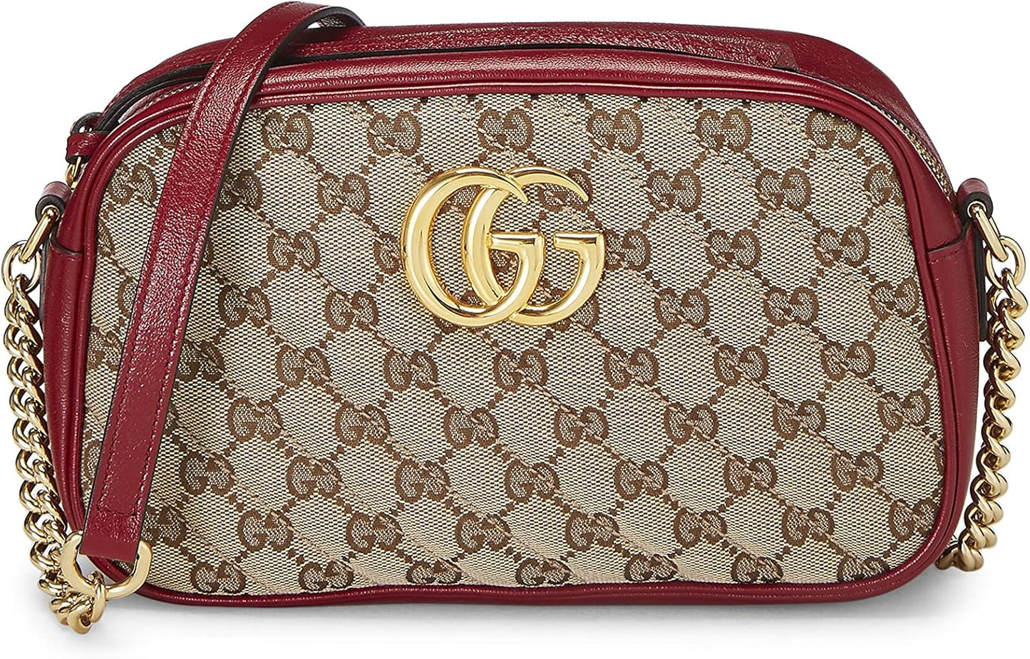 Pre-Loved Red Original GG Canvas Marmont Crossbody Small, Red