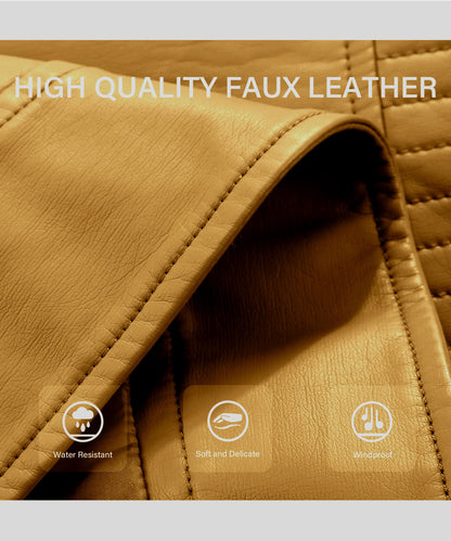 Bellivera Women's Faux Leather Casual Jacket 2025 Spring Trendy Motorcycle Outfits Lightweight Classic Coat