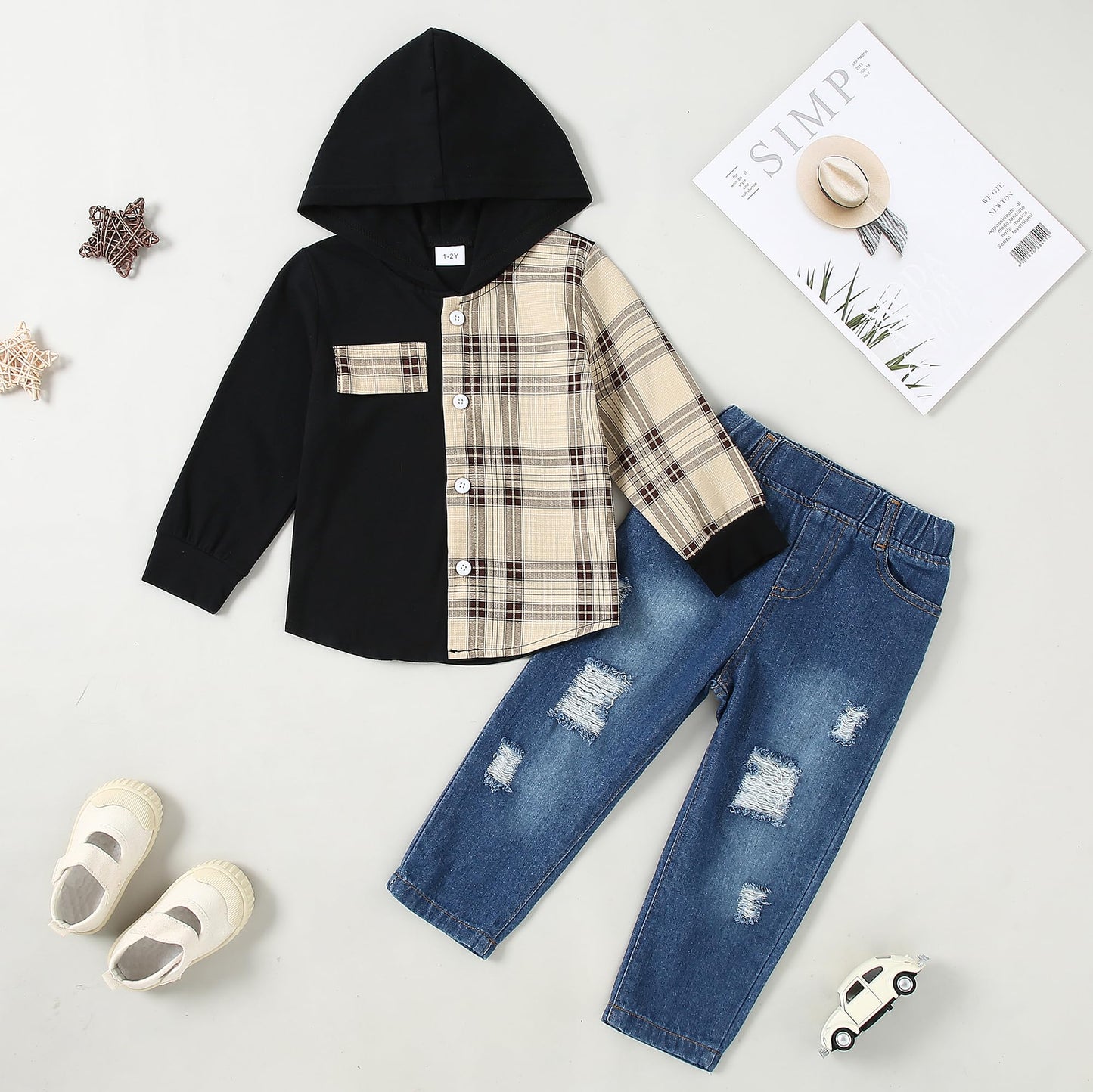 YUEMION Toddler Boy Clothes Long Sleeve Print Hoodies +Denim Pants 2Pcs Fall Winter Sweatshirt Baby Boy Outfits Set 1-6Y