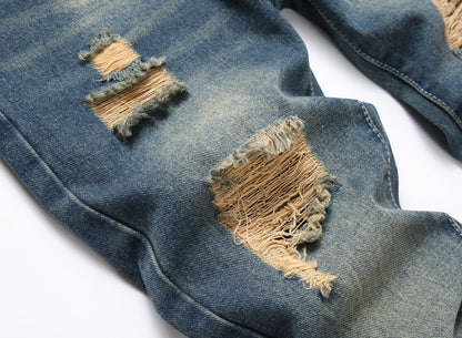 Boy's Ripped Jeans Stacked Skinny Fit Destroyed Distressed Fashion Comfy Denim Jeans Pants