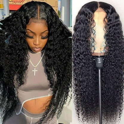 20Inch Deep Wave Lace Front Wigs Human Hair-13x4 HD Transparent Deep Wave Frontal Wigs Human Hair Glueless Curly Wigs for Women 200% Density Curly Lace Front Human Hair Pre Plucked with Baby Hair