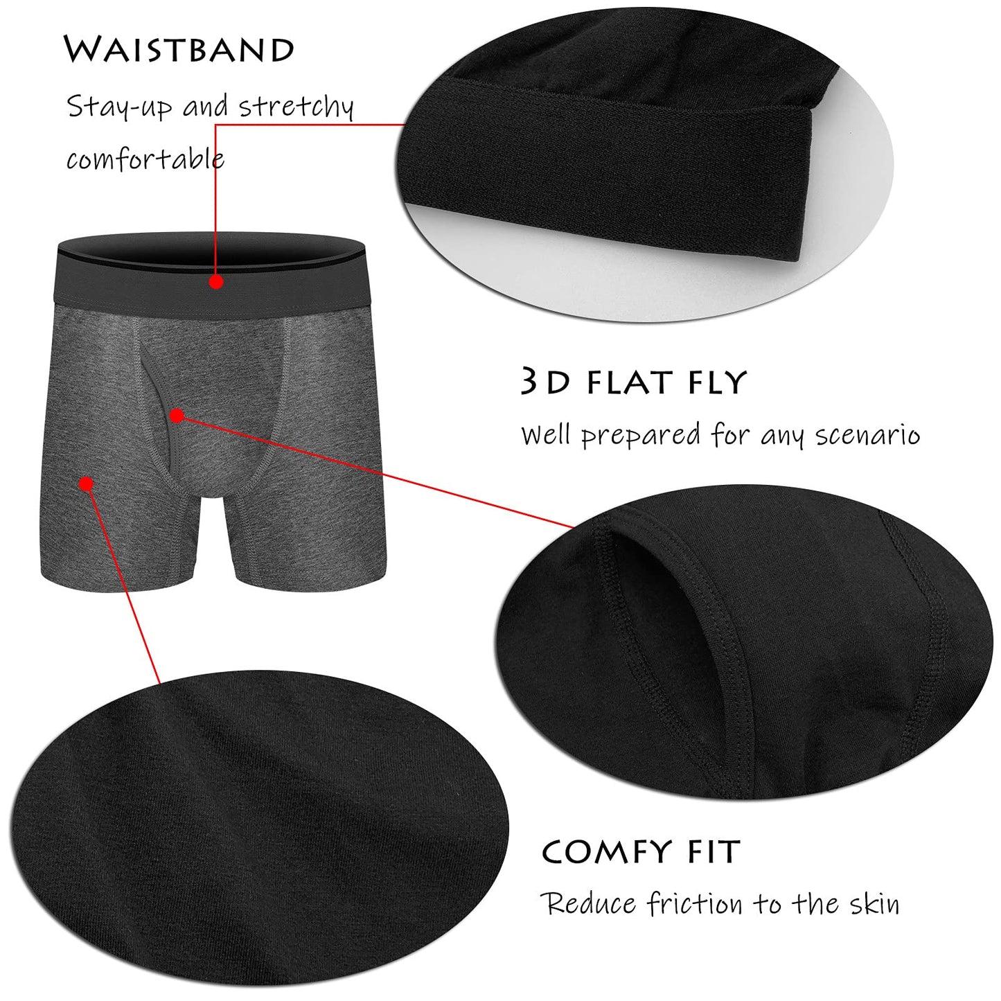 Boys Boxer Briefs,Cotton Toddler Underwear Breathable Mesh Performance Sport Big Boy Boxer Briefs with Fly 5 Pack