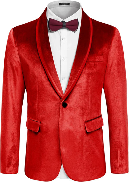 COOFANDY Men's Velvet Tuxedo Floral Blazer Jacket One Button Shawl Lapel Suit Jacket for Dinner Prom Party Wedding