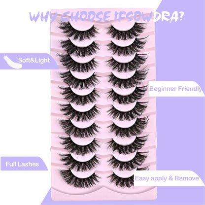 Mink Lashes Fluffy Big Dramatic Thick False Eyelashes, Soft 20mm Volume 3D Faux Mink, 20 Pairs Eyelashes Pack, 25mm Full Strip Lashes That Look Like Extensions