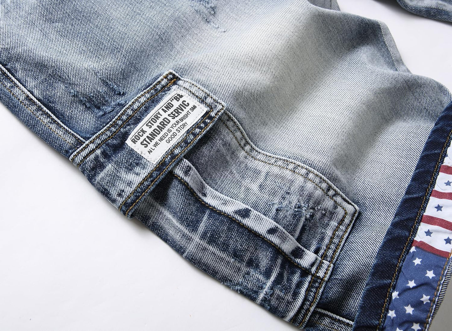 Baylvn Men's Casual Ripped Printed Denim Shorts Slim Fit Summer Beach Jeans Shorts