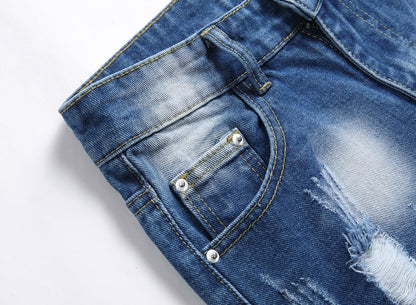 Boy's Ripped Jeans Stacked Skinny Fit Destroyed Distressed Fashion Comfy Denim Jeans Pants