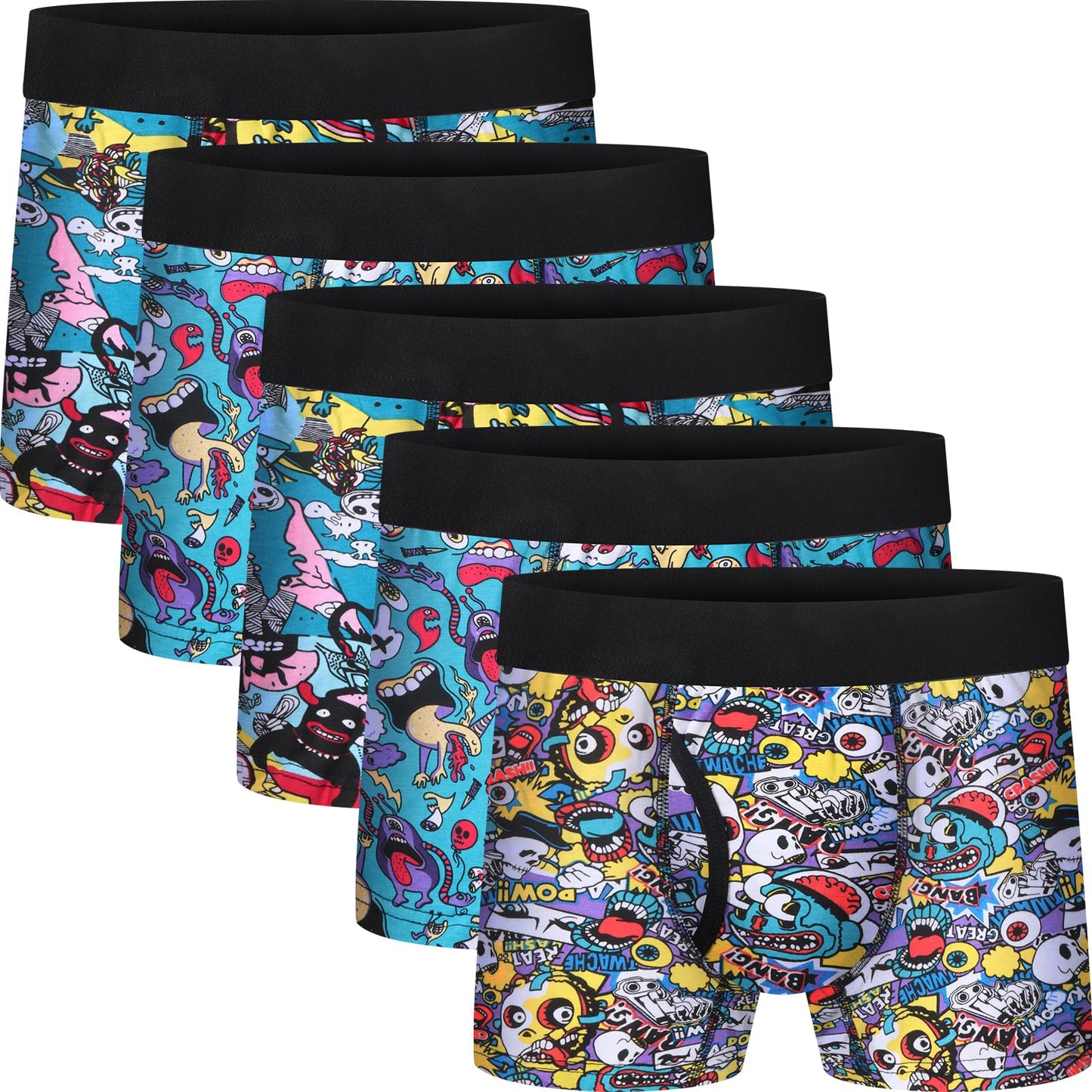 Boys Boxer Briefs,Cotton Toddler Underwear Breathable Mesh Performance Sport Big Boy Boxer Briefs with Fly 5 Pack