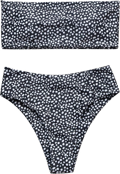 OMKAGI Women Bandeau Bikini Swimsuits Cheeky Off Shoulder Bathing Suit
