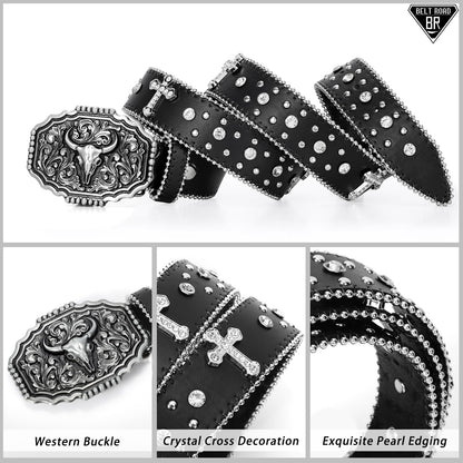 Cowboy Cowgirl Belts for Women Men Western Belts Punk Goth Belt PU Leather Belt With Western Buckle