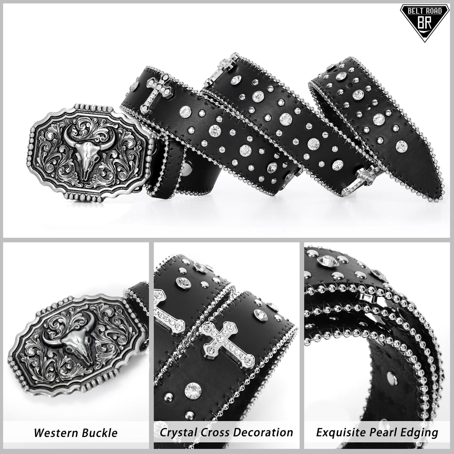 Cowboy Cowgirl Belts for Women Men Western Belts Punk Goth Belt PU Leather Belt With Western Buckle