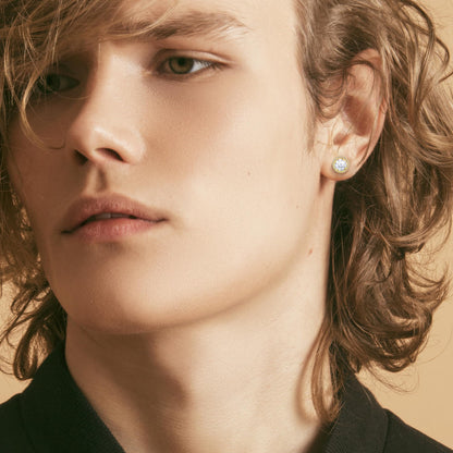 Moissanite Stud Earrings, VVSI Quality D Color Round Cut, Lab Created 925 Sterling Silver with 18K White Gold Plated, Double Halo Design – Idea Gift for Women Men