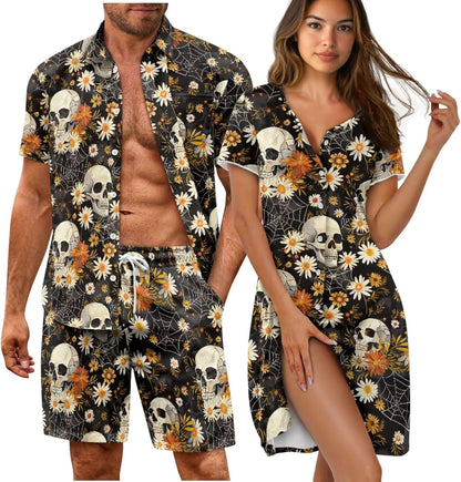 His and Her Pajamas for Couples Set Plus Size Button Down Pjs Nightgown Sleepwear Lounge Sets