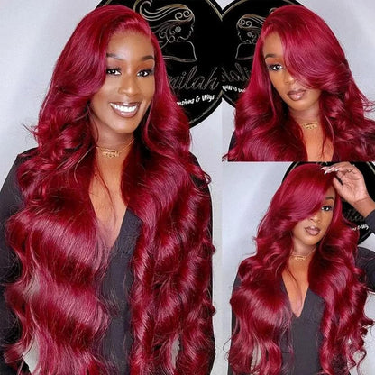 28 Inch 99j Burgundy Lace Front Wigs Human Hair Red Burgundy Wig Human Hair 180% Density 13x6 Body Wave Lace Front Wigs Pre Plucked Glueless Lace Front Wigs Human Hair Wigs for Women