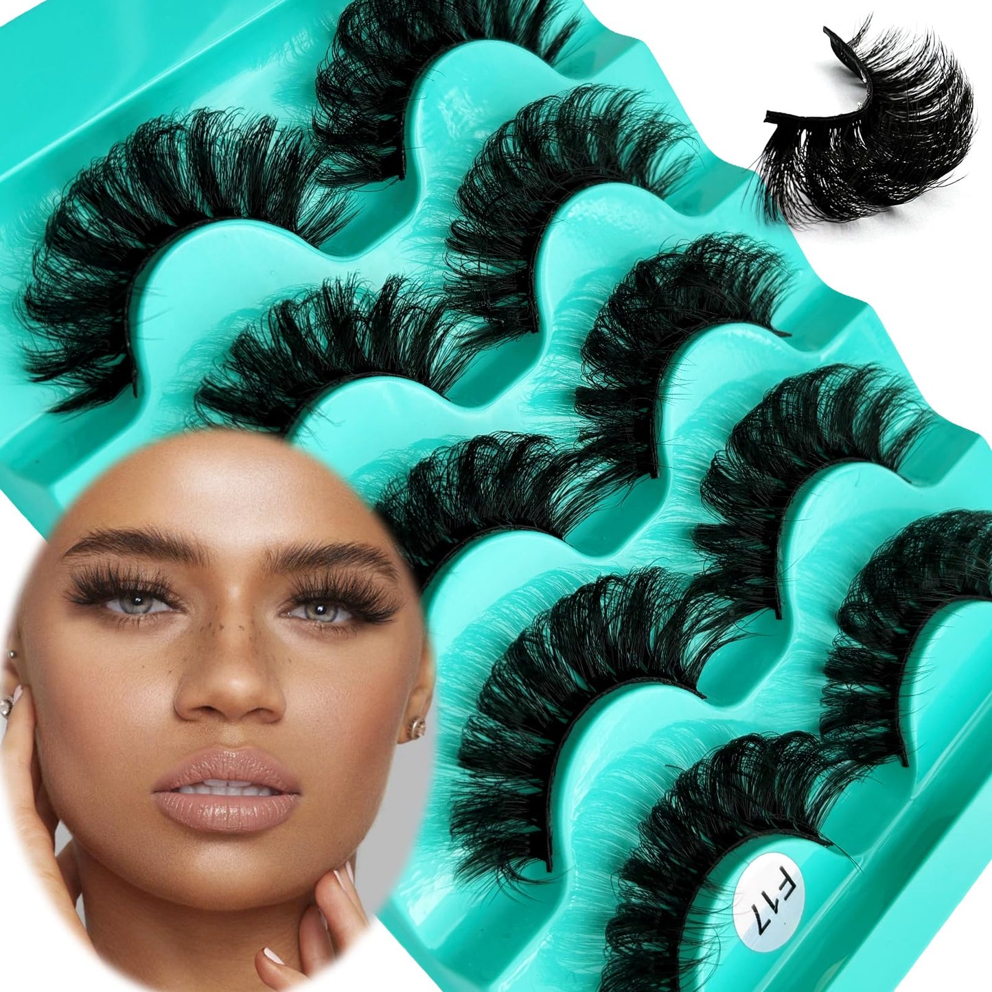 Mink Lashes Strip Eyelashes Volume False Eyelashes that Look Like Extensions Glamour Wispy Curly Fake Lashes 5 Pairs Pack