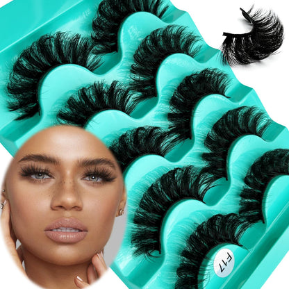 Mink Lashes Strip Eyelashes Volume False Eyelashes that Look Like Extensions Glamour Wispy Curly Fake Lashes 5 Pairs Pack